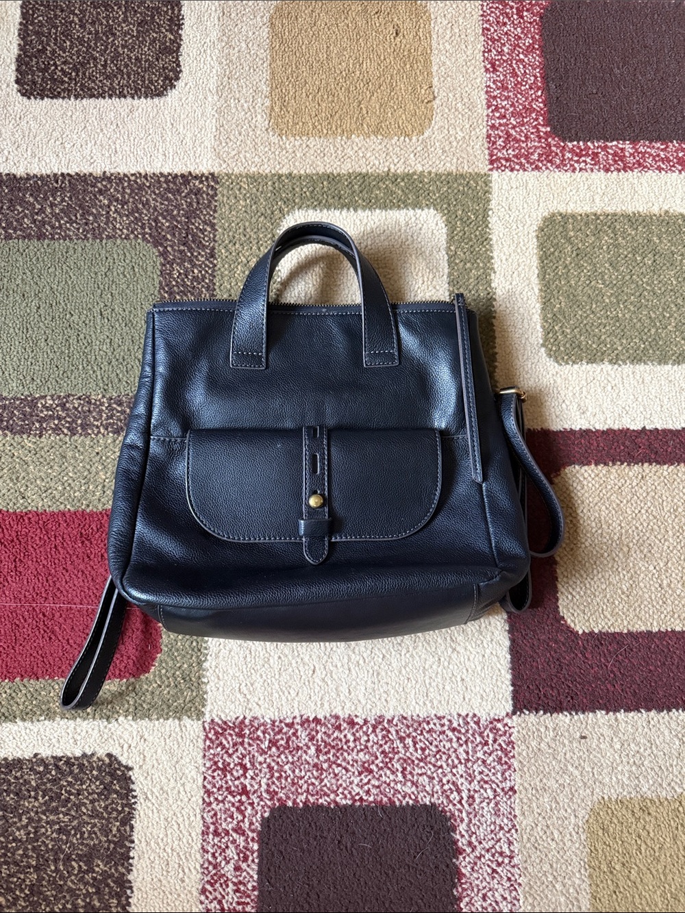 Fossil Black Leather Convertible Backpack Satchel